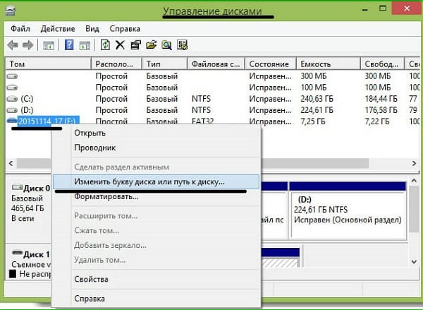 Скриншот экрана управления дисками