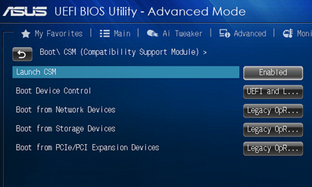 Скрин UEFI BIOS