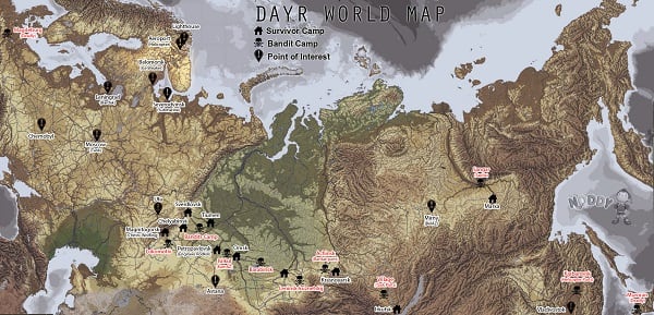 Скриншот игровой карты в "Day R"