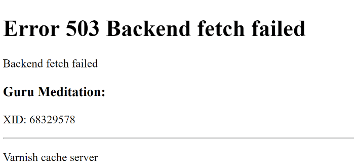 Скриншот ошибки Varnish cache server
