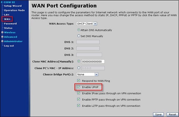 Скрин WAN Port Configuration